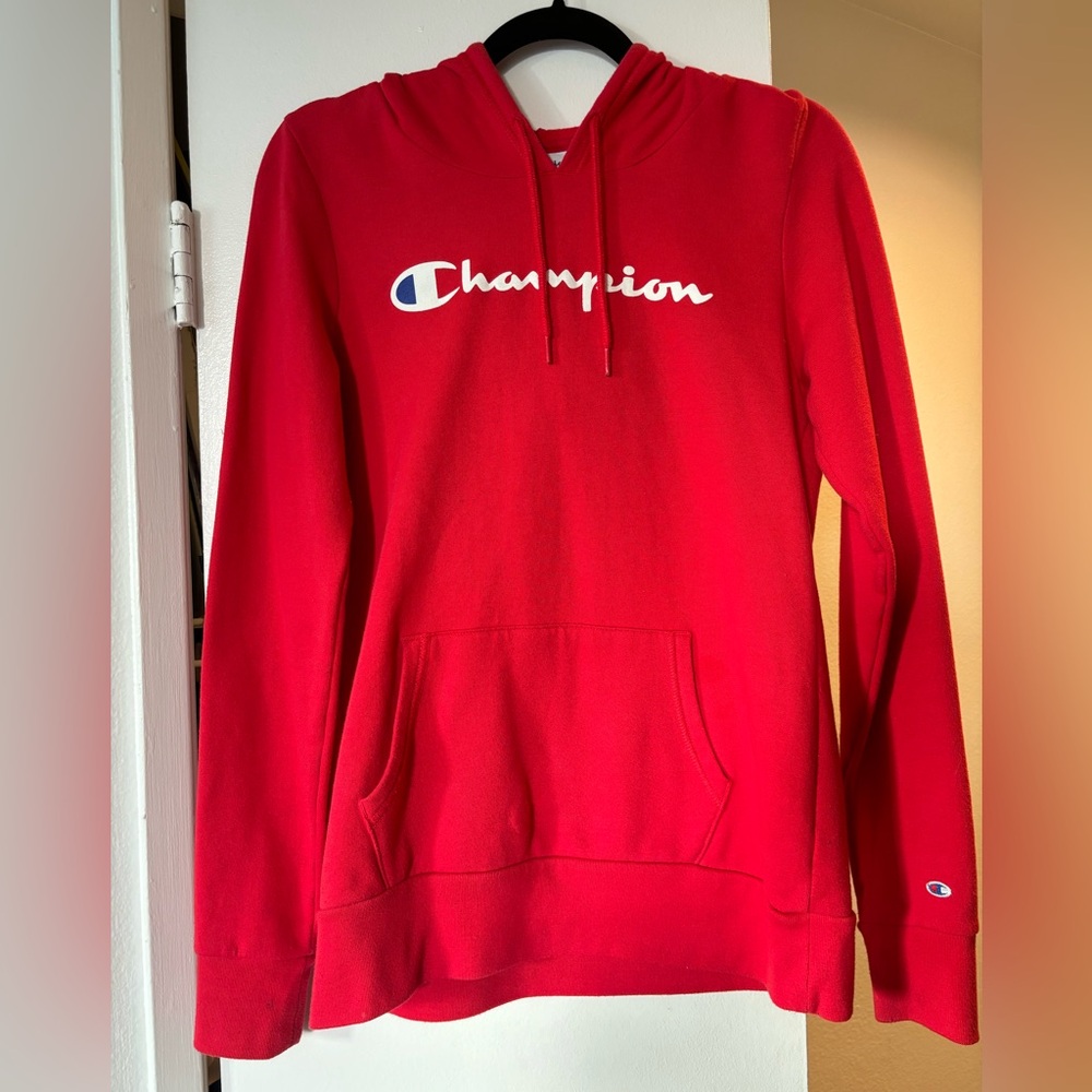 Women’s red Champion hoodie
